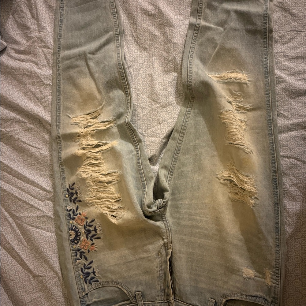Hollister Blue Boyfriend Jeans Distressed Style